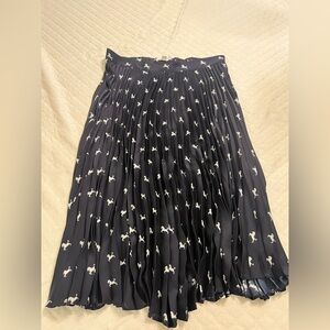 Women’s Navy Pleated Midi Skirt with White Print